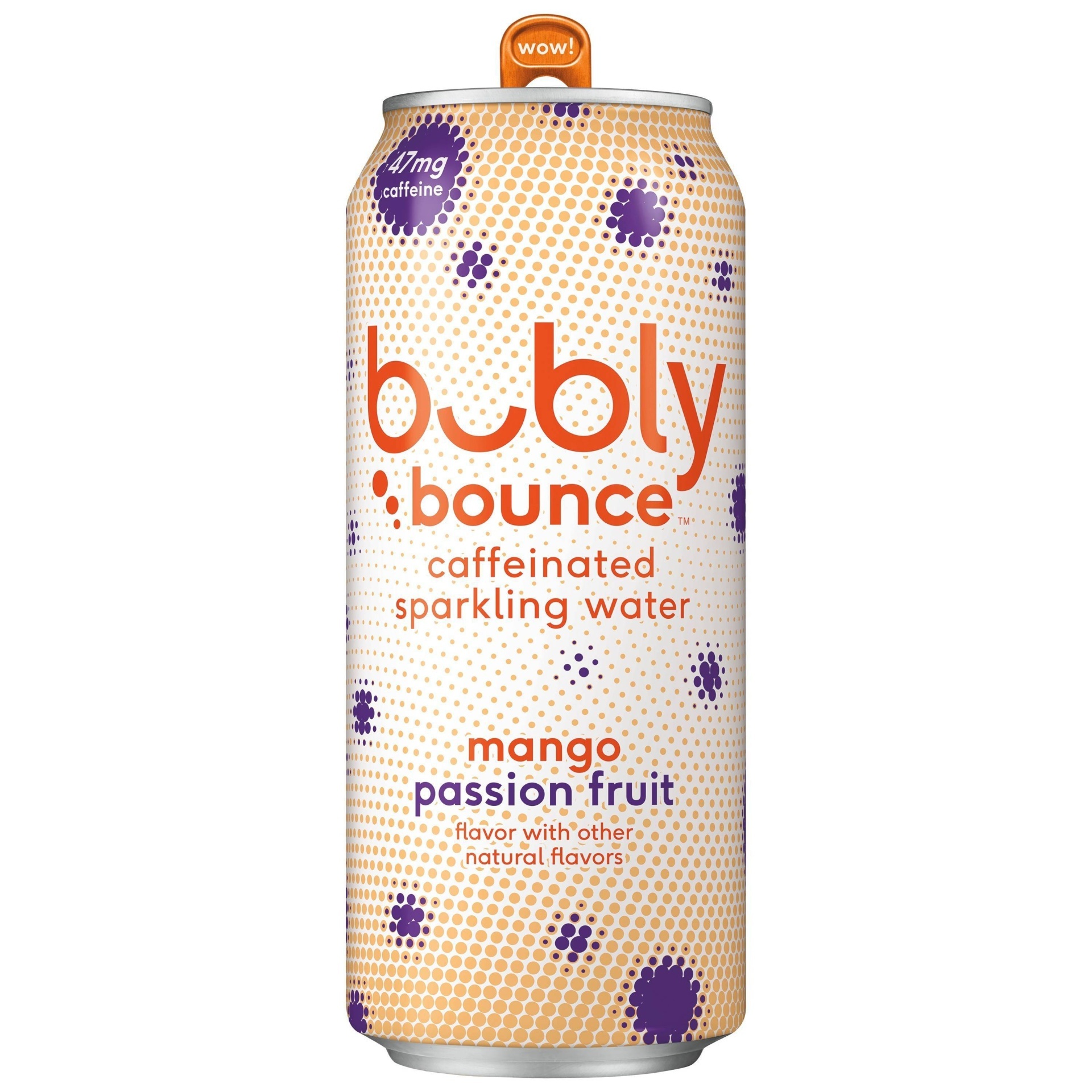 slide 1 of 3, bubly Bounce Caffeinated Mango Passion Fruit Sparkling Water, 16 fl oz