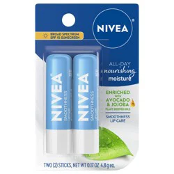 Nivea Smoothness Lip Care SPF 15, Lip Balm SPF Stick, 0.17 oz Stick, Pack of 2