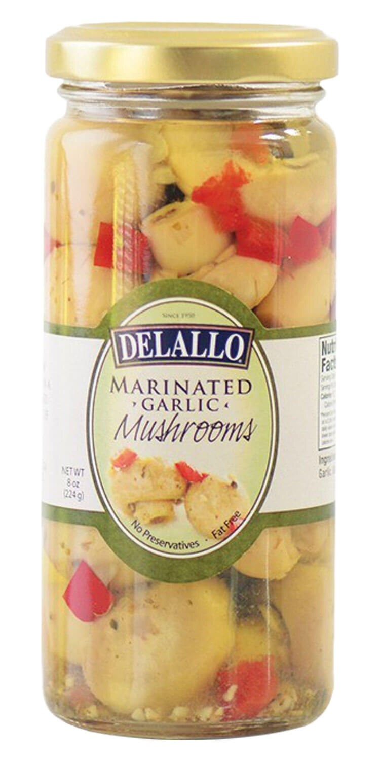 slide 1 of 1, DeLallo Italian Marinated Garlic Mushrooms, 8 oz