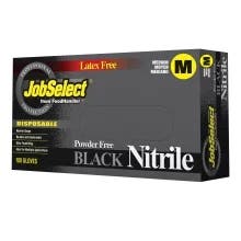 JobSelect Black Medium Powder Free Nitrile Gloves