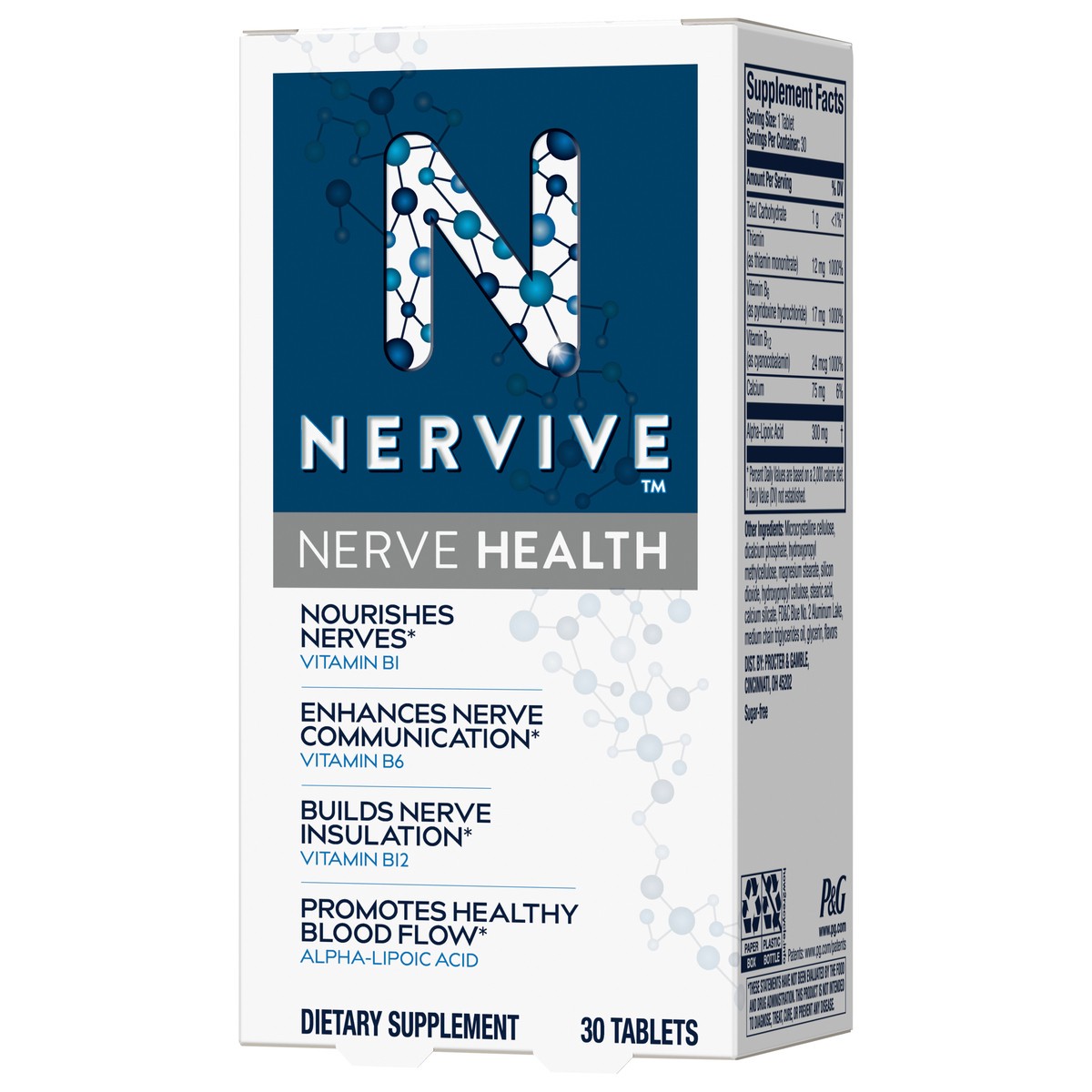 slide 4 of 7, Nervive Nerve Health, for Nerve Support and Healthy Nerve Function in Fingers, Hands, Toes, & Feet*, Alpha Lipoic Acid ALA, Vitamins B1, B6, & B12, 30 Daily Tablets, 30-day Supply, 30 ct