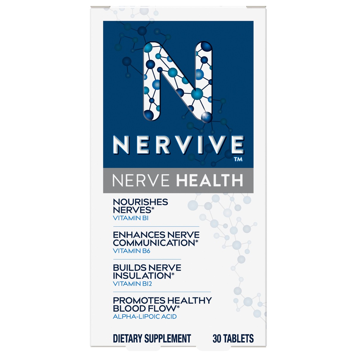 slide 5 of 7, Nervive Nerve Health, for Nerve Support and Healthy Nerve Function in Fingers, Hands, Toes, & Feet*, Alpha Lipoic Acid ALA, Vitamins B1, B6, & B12, 30 Daily Tablets, 30-day Supply, 30 ct