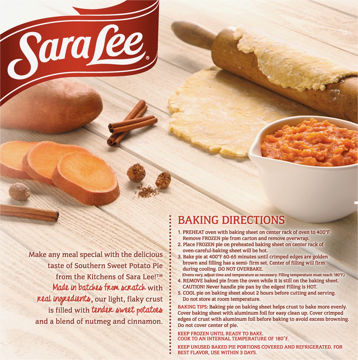 slide 7 of 12, Sara Lee Open Face Pie 9" Unbaked Sweet Potato 34oz, 34 oz