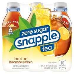 Snapple Zero Sugar Half 'n Half Tea, 16 fl oz recycled plastic bottle, 6 pack - 6 ct