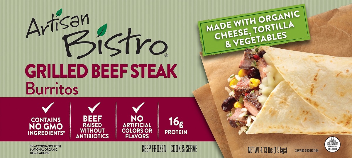 slide 7 of 7, Artisan Bistro Grilled Beef Steak Burrito 5.5 oz, 5.5 oz