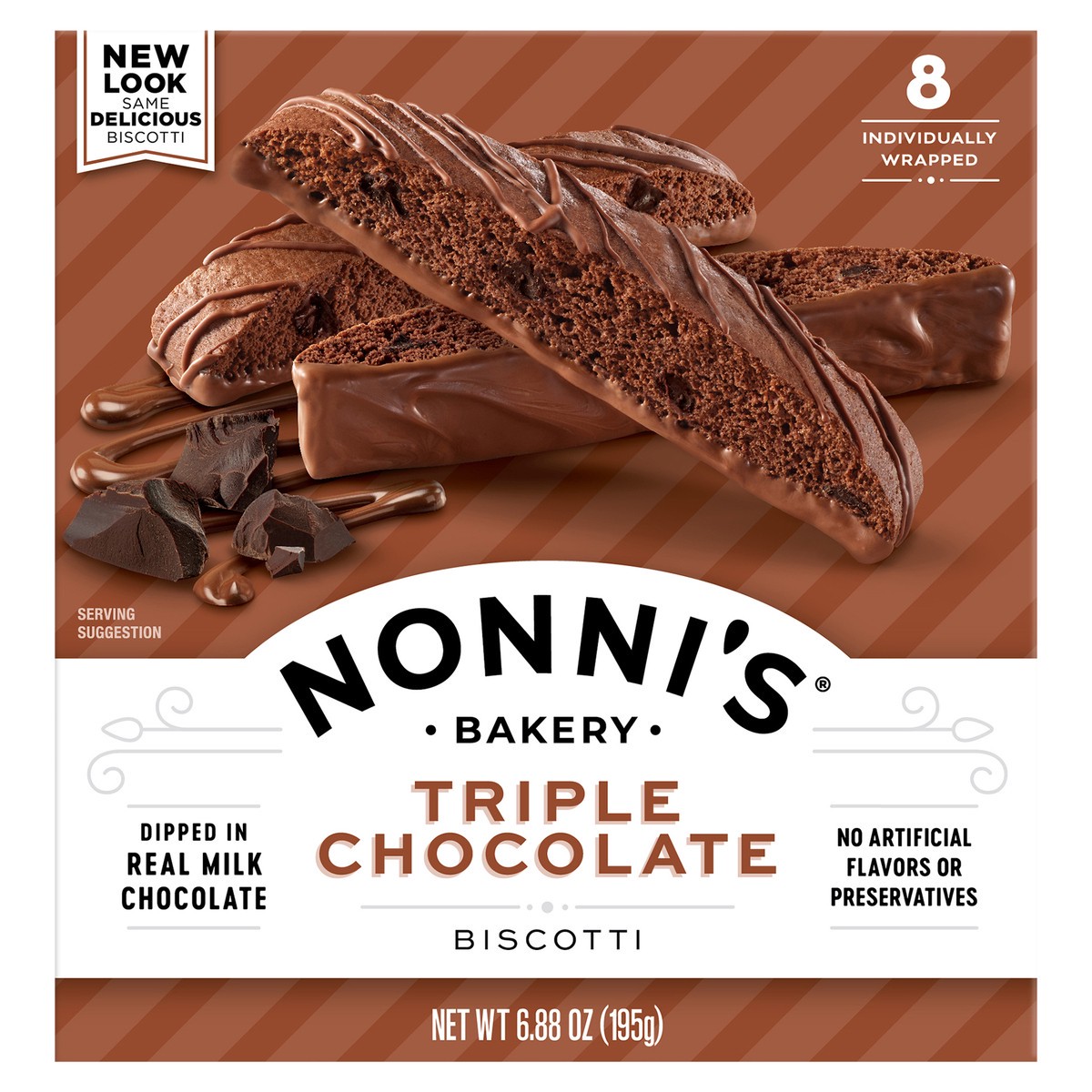 slide 1 of 8, Nonni's Triple Chocolate Biscotti, 8 ct