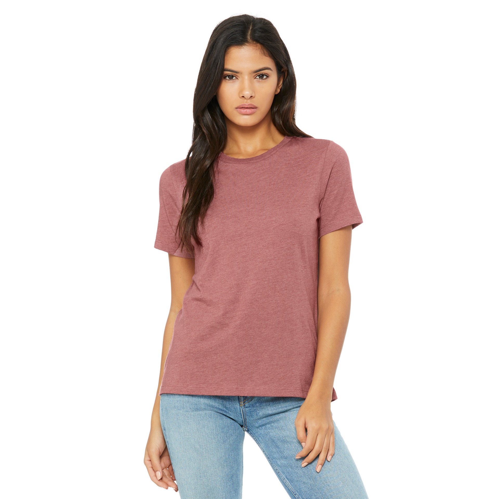 slide 4 of 4, Bella+canvas Women's Relaxed Heather Short Sleeve T-Shirt, LG