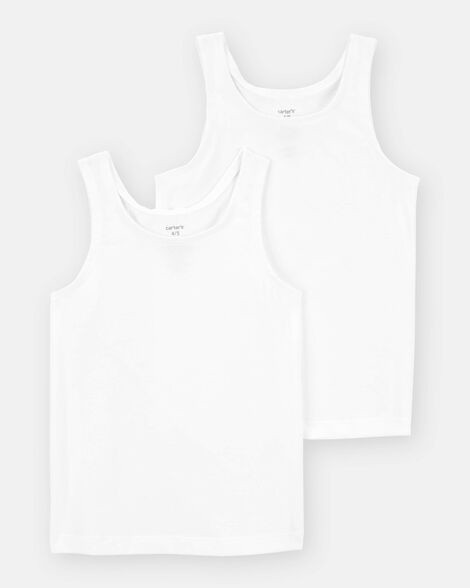 slide 1 of 1, Girls 2-Pack Tank Undershirts - White White 8, 1 ct