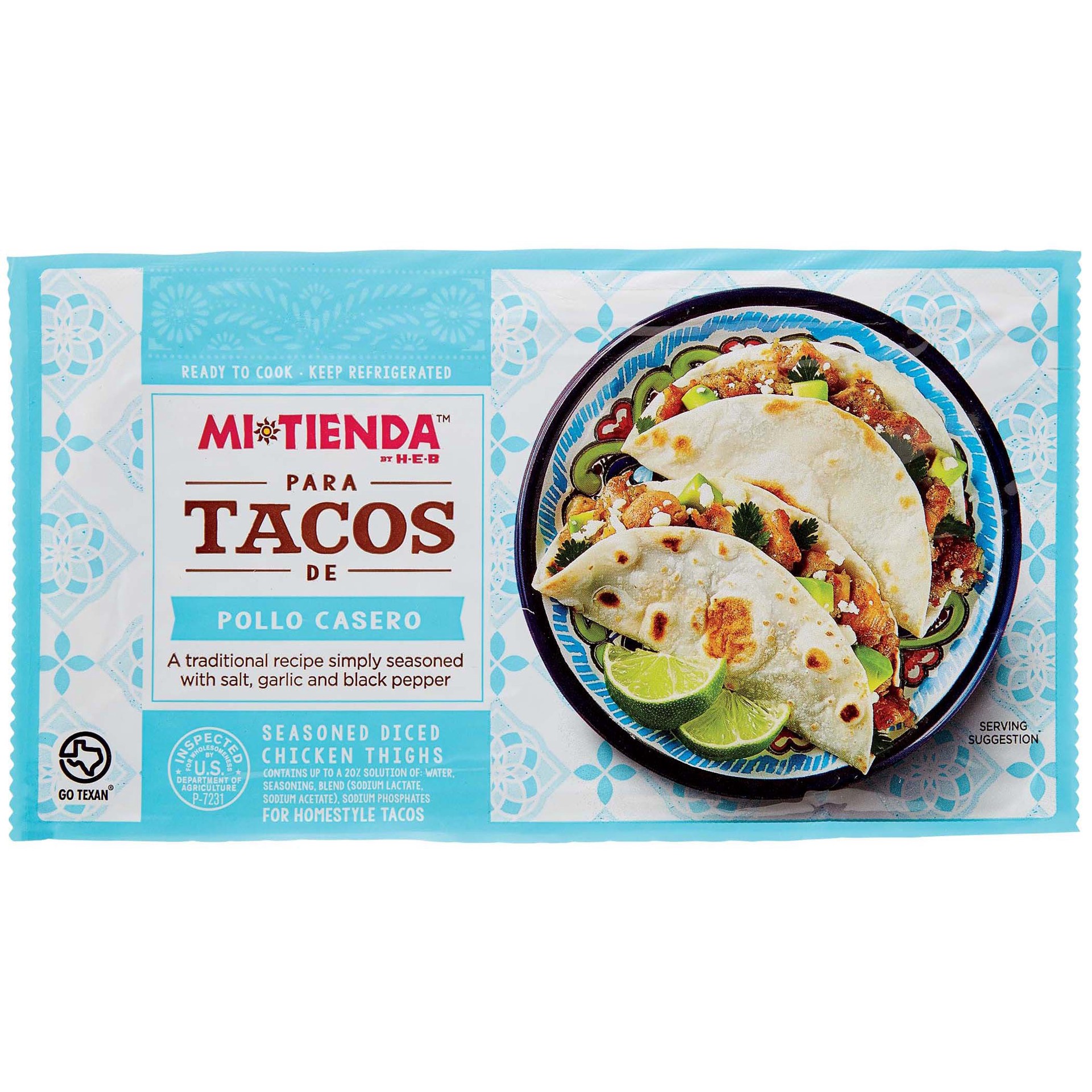 slide 1 of 1, H-E-B Mi Tienda Seasoned Diced Chicken Thighs for Tacos - Pollo Casero, per lb