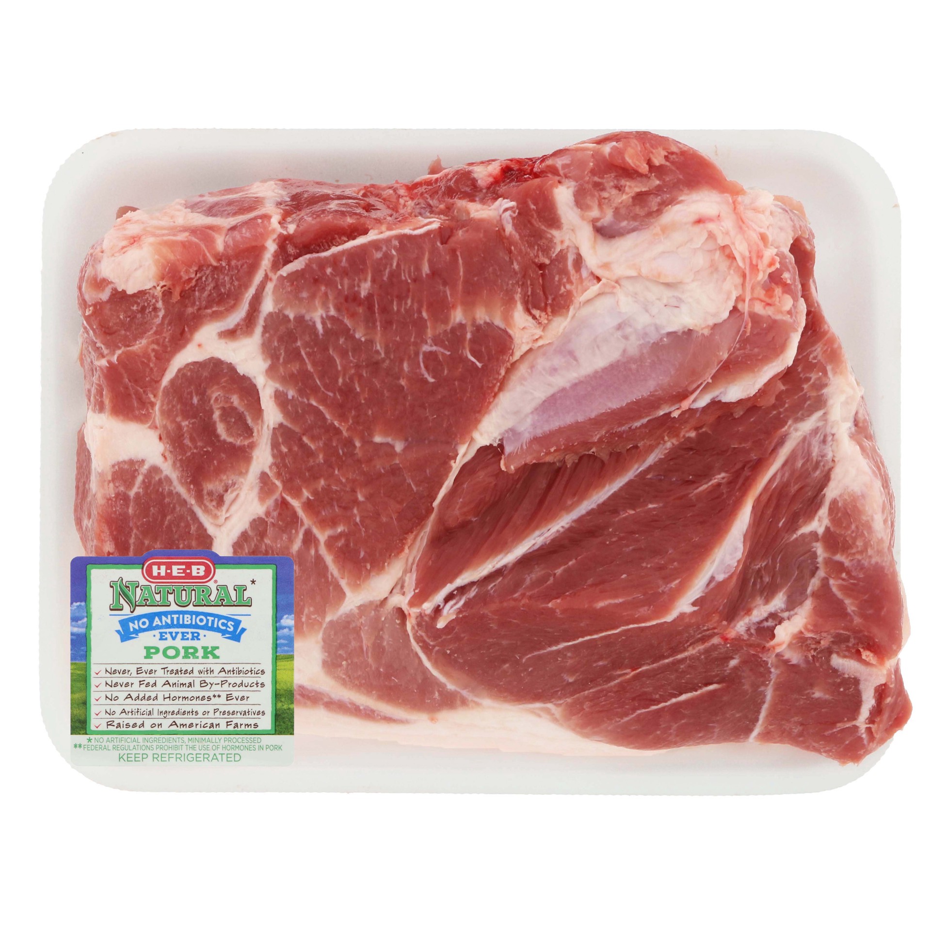 slide 1 of 1, H-E-B Natural Boneless Boston Butt Pork Roast, per lb
