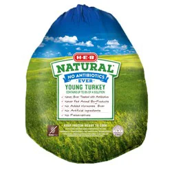 H-E-B Natural Frozen Whole Young Turkey, 16 - 20 lbs