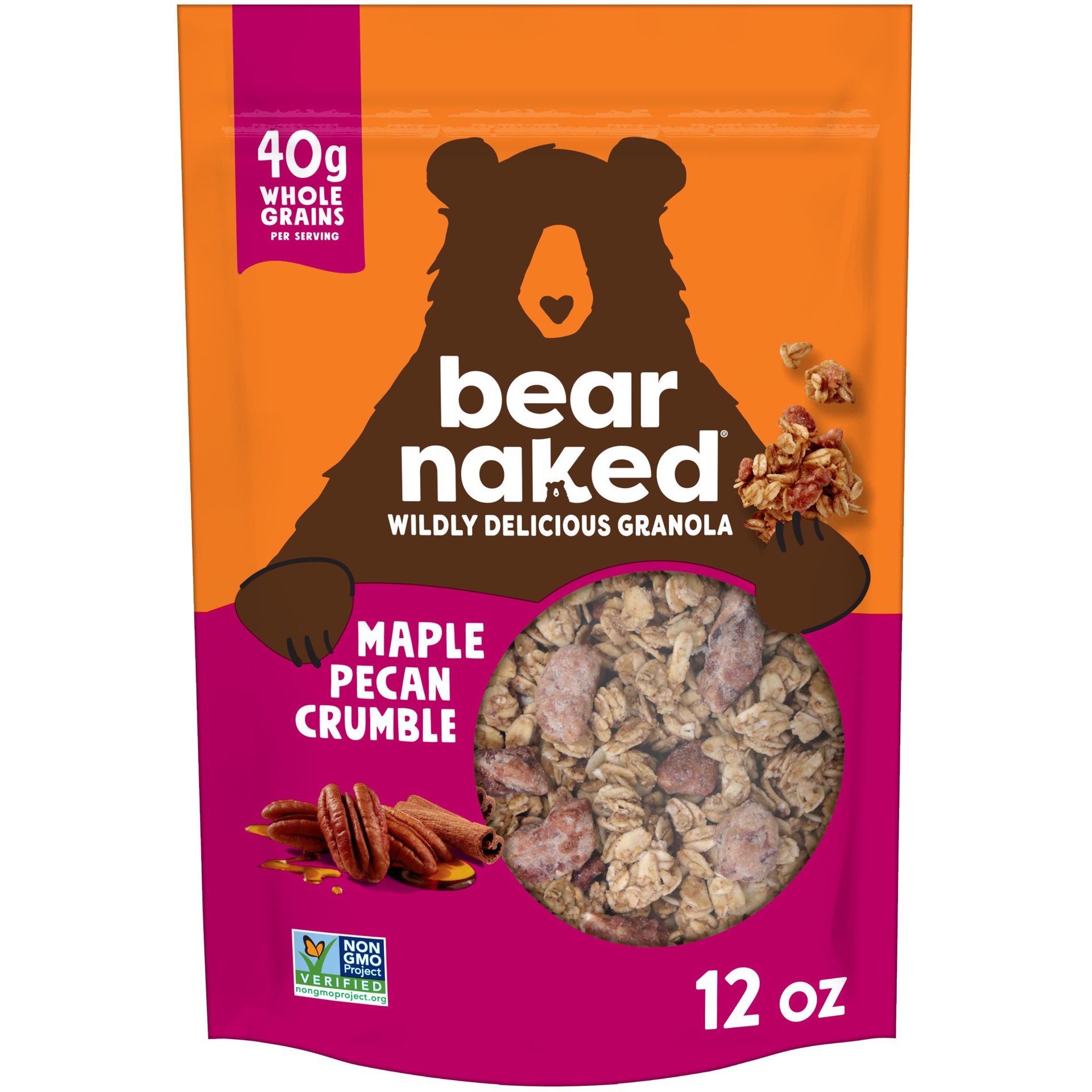 slide 1 of 9, Bear Naked Granola Cereal, Whole Grain Granola, Breakfast Snacks, Maple Pecan Crumble, 12oz Bag, 1 Bag, 12 oz