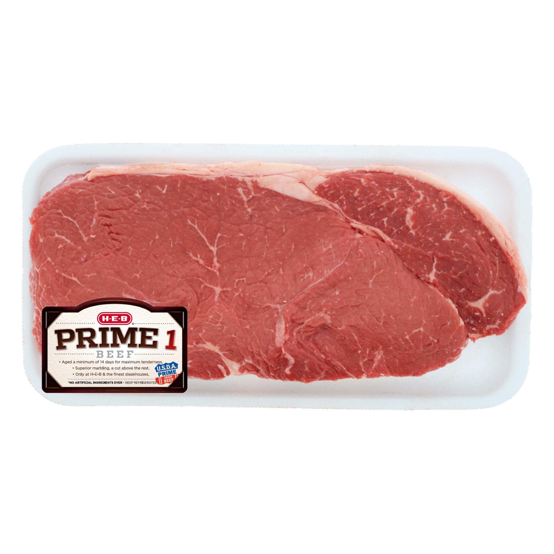 slide 1 of 1, H-E-B Prime 1 Beef Boneless Top Sirloin Steak, per lb