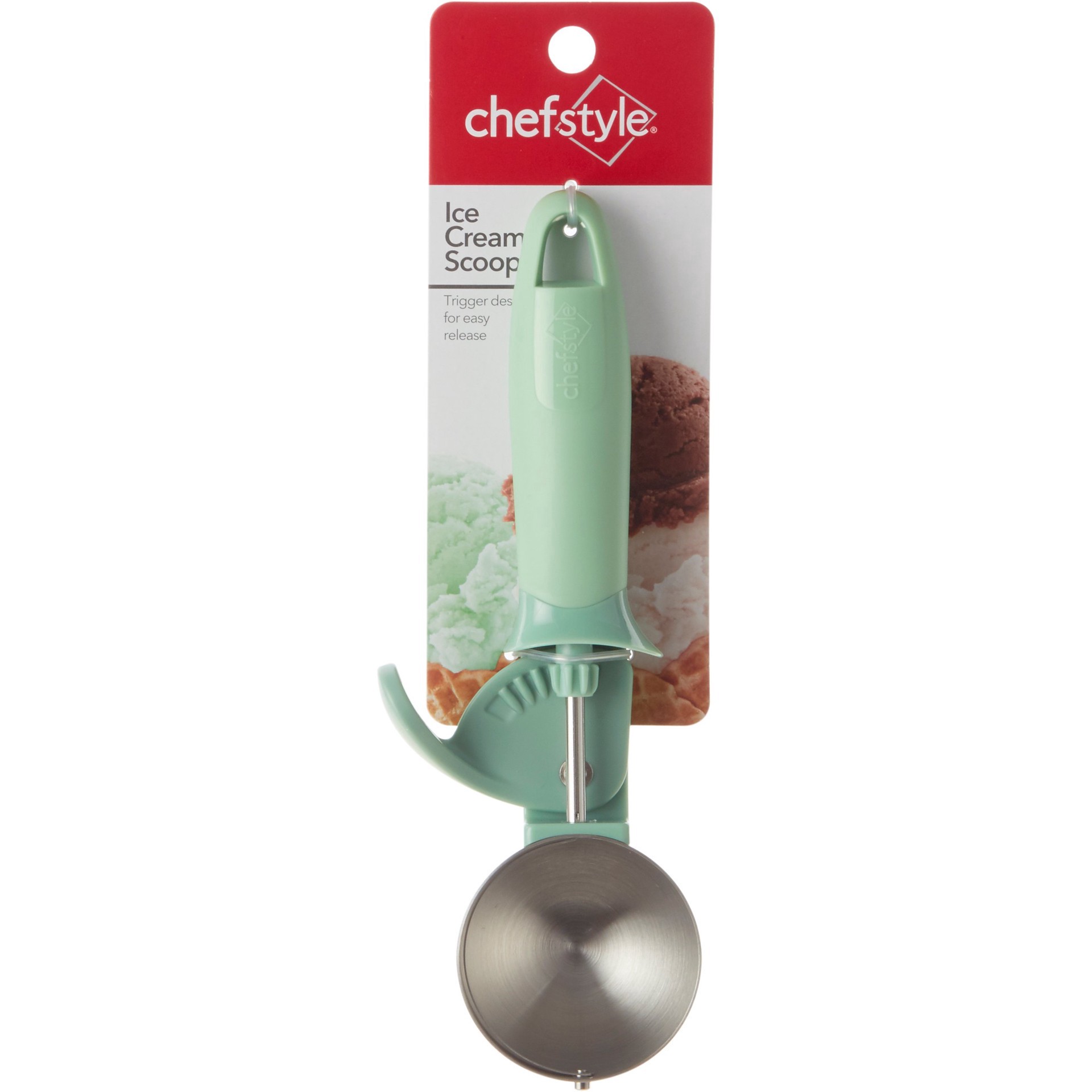 slide 1 of 1, chefstyle Mint Trigger Release Ice Cream Scoop, 1 ct