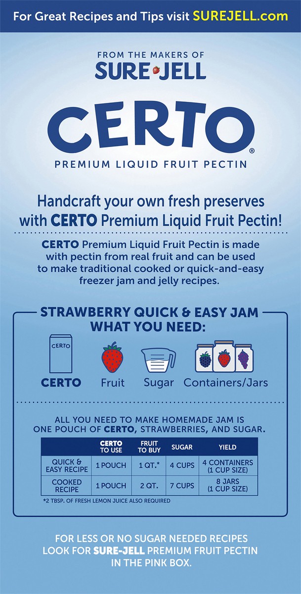 slide 3 of 9, Certo Premium Liquid Fruit Pectin, 2 ct Packs, 2 ct