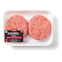 H-E-B Prime 1 Beef Ground Chuck Burger Patties, 80% Lean
