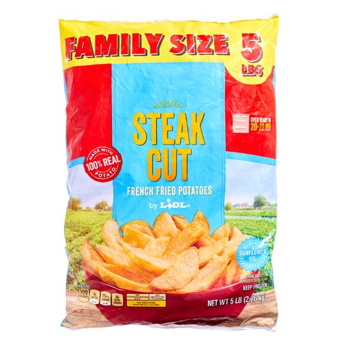 slide 1 of 1, frozen steak cut French fried potatoes, family size, 5 lb