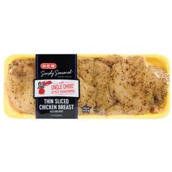 H-E-B Simply Seasoned Uncle Chris' Thin Sliced Chicken Breasts