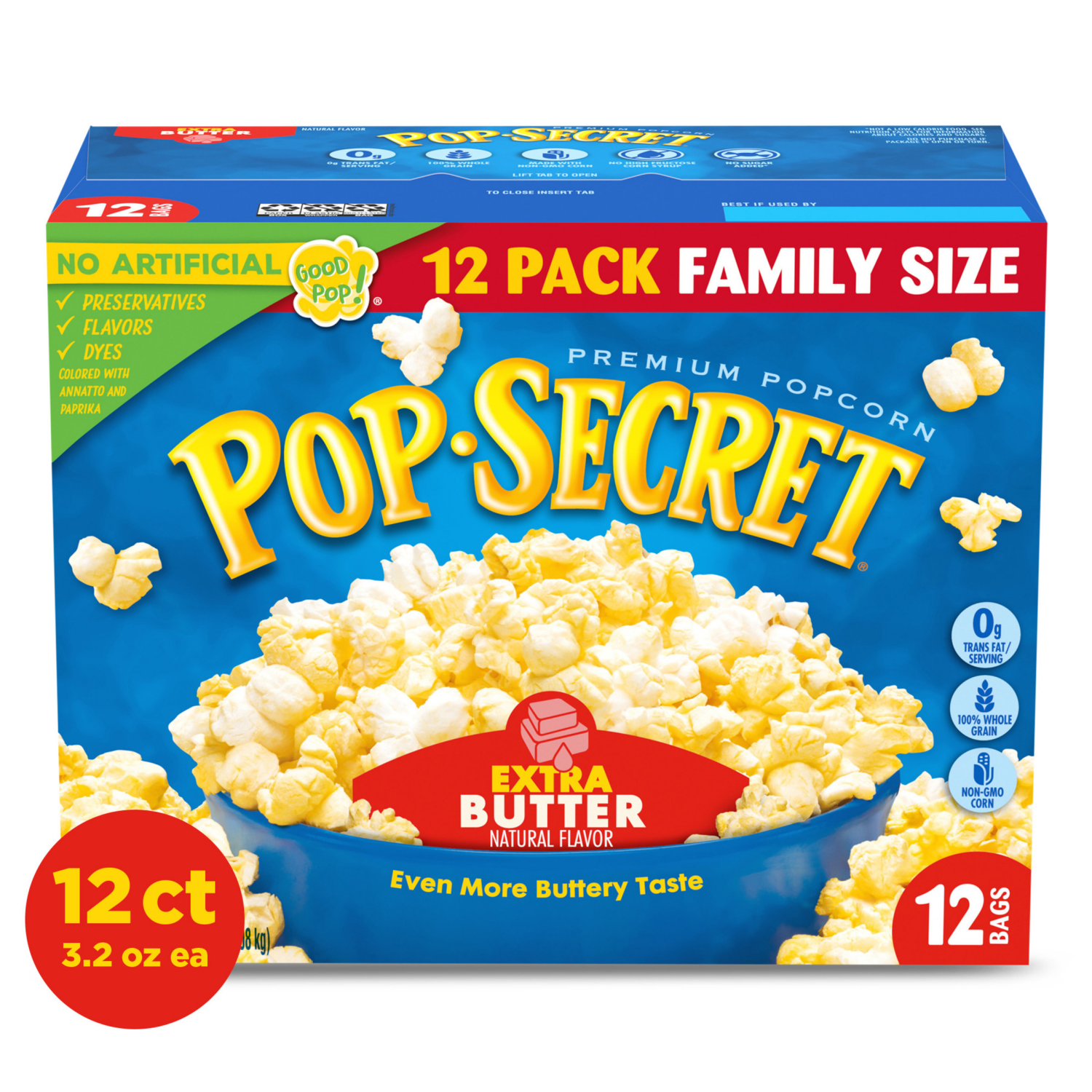 slide 1 of 5, Pop-Secret Extra Butter Microwave Popcorn, 38.400 oz