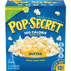 Pop-Secret Microwave Popcorn, 100 Calorie Butter Flavor, 1.1 oz Snack Bags, 12 ct
