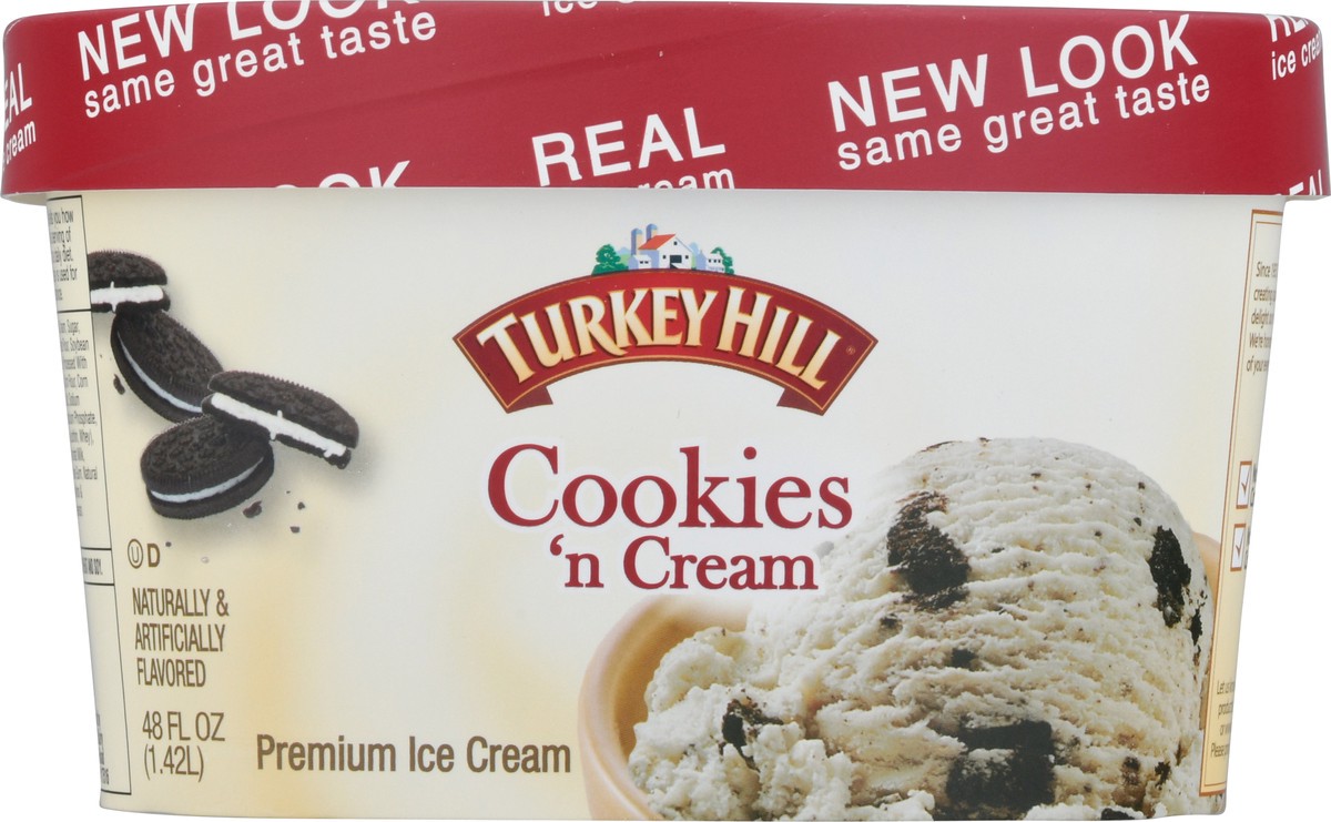 slide 12 of 13, Turkey Hill Premium Cookies 'n Cream Ice Cream 48 fl oz, 48 fl oz