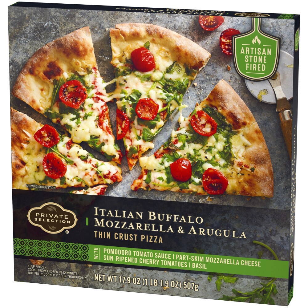slide 2 of 6, Private Selection Italian Buffalo Mozzarella & Arugula Thin Crust Pizza, 17.9 oz