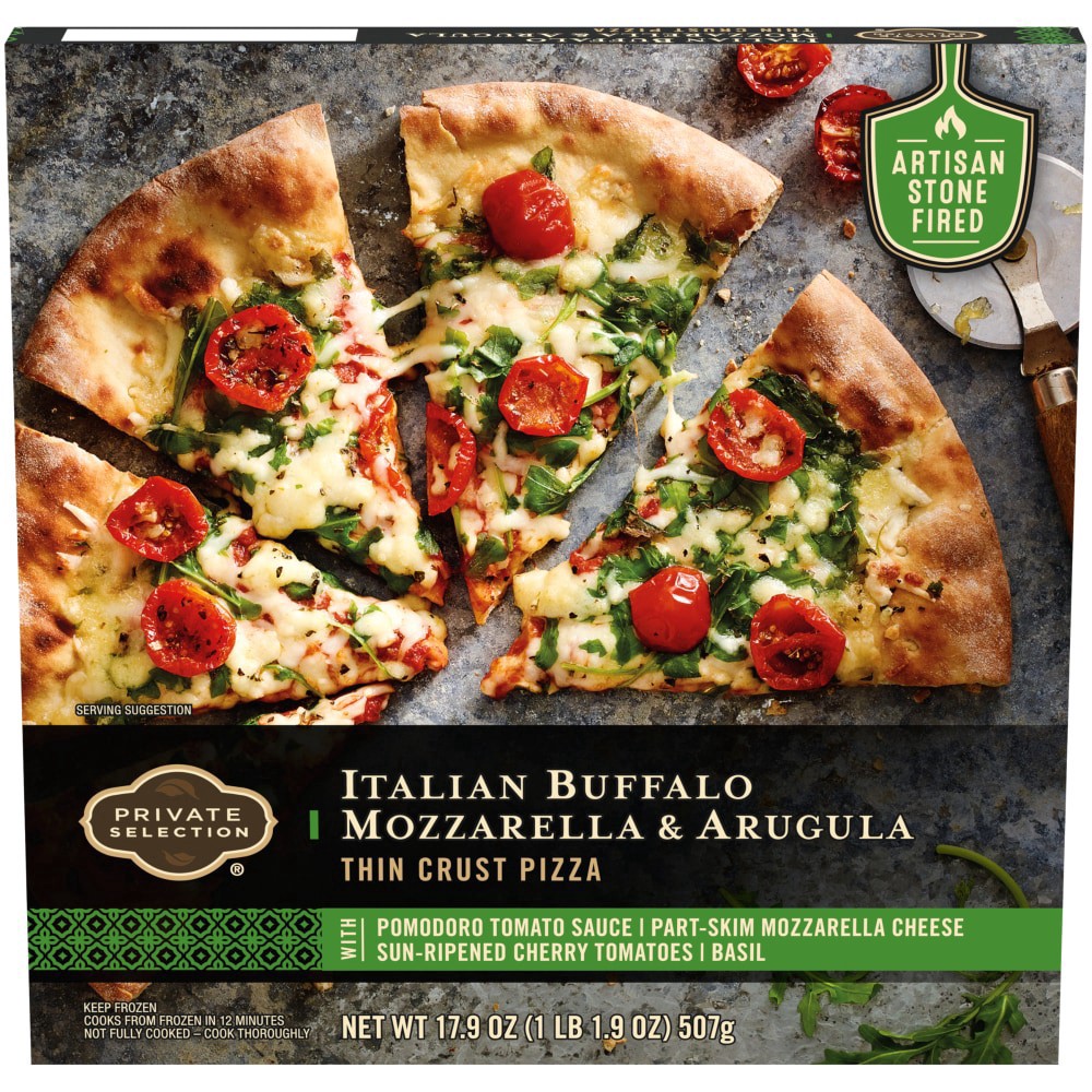 slide 1 of 6, Private Selection Italian Buffalo Mozzarella & Arugula Thin Crust Pizza, 17.9 oz