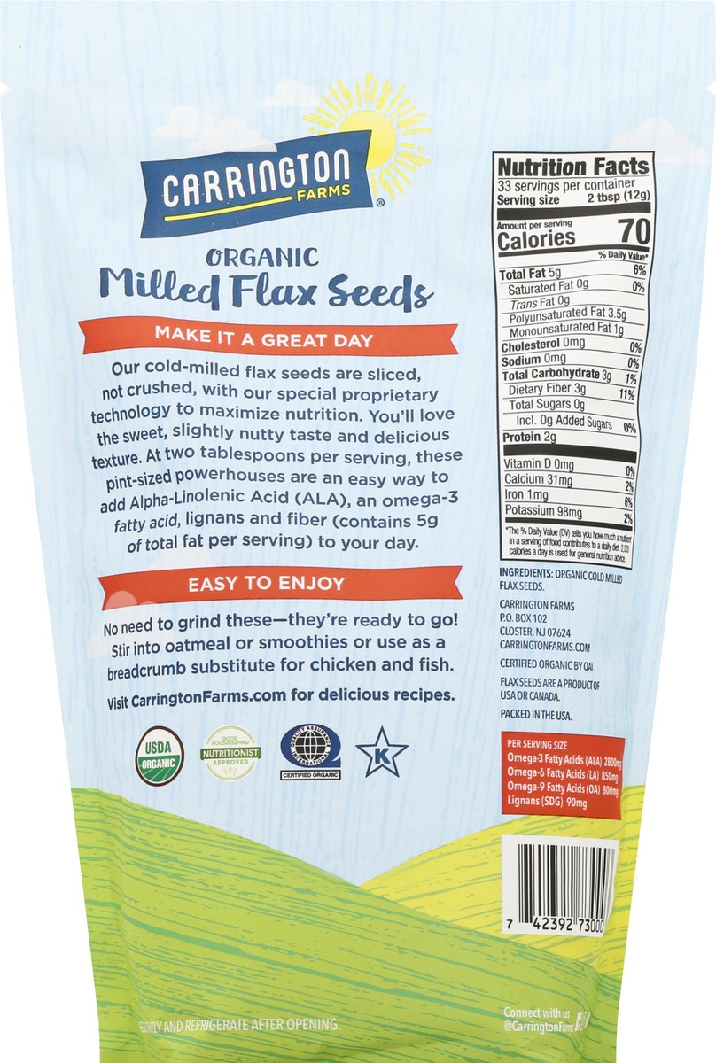 slide 9 of 13, Carrington Farms Organic Milled Flax Seeds 14 oz, 14 oz