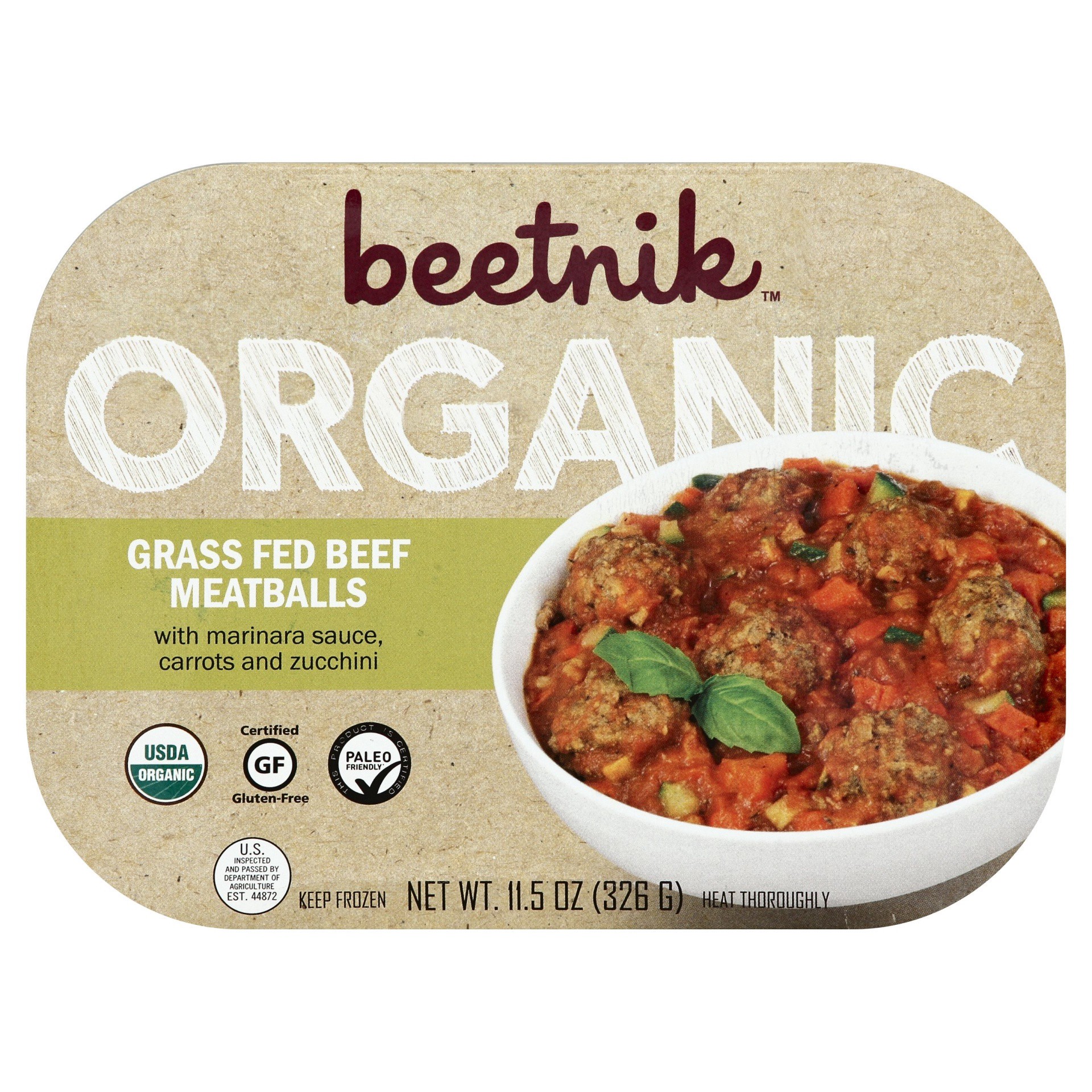 slide 1 of 1, Beetnik Organic Grass Fed Beef Meatballs, 11 oz