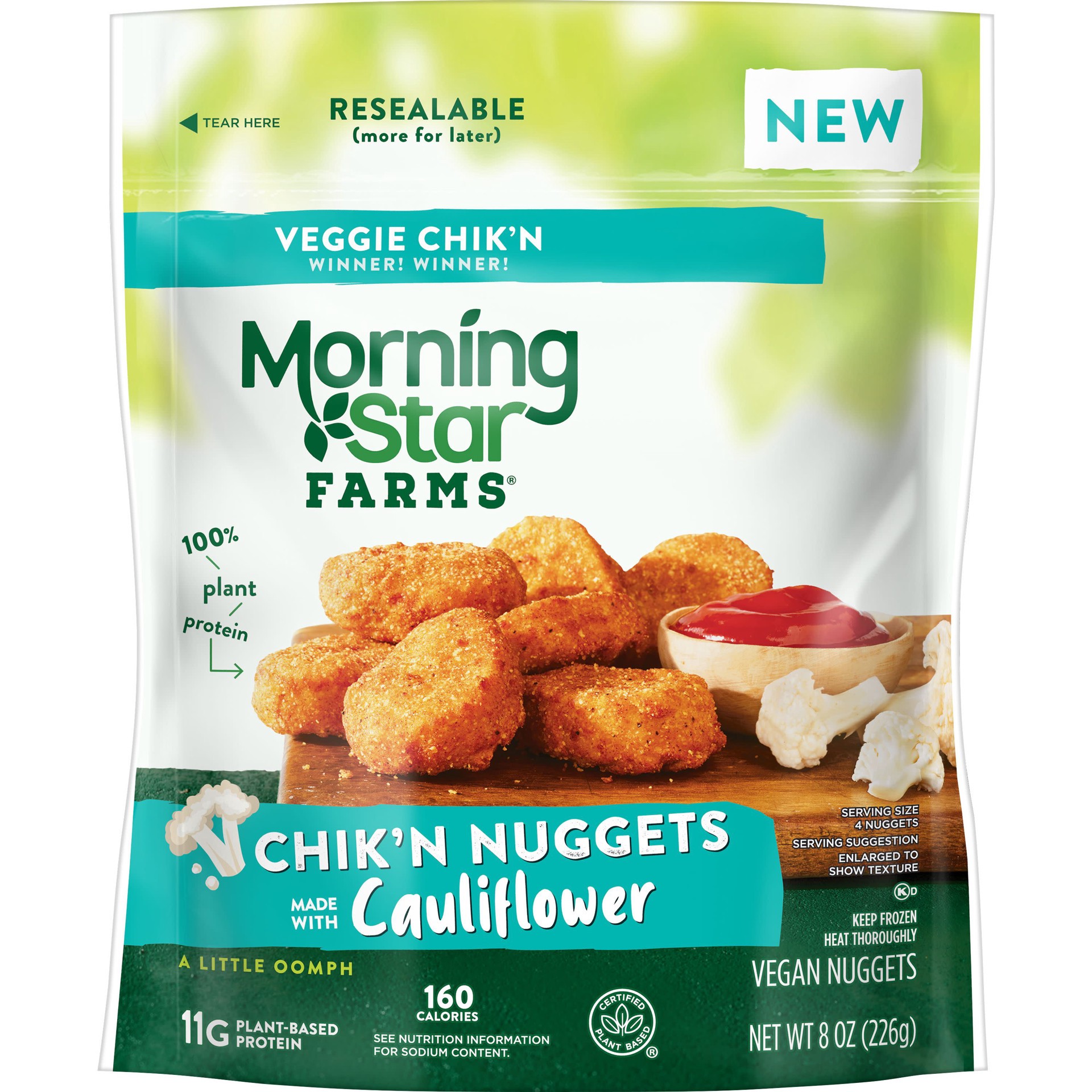 slide 1 of 5, MorningStar Farms Meatless Chicken Nuggets, Original Made With Cauliflower, 8 oz, Frozen, 8 oz