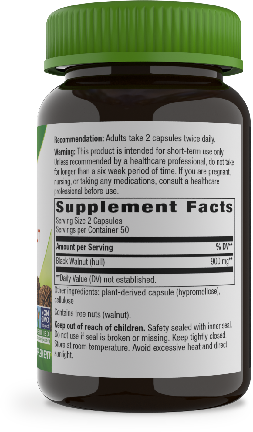 slide 2 of 4, Nature's Way Black Walnut Hulls, Traditional Digestive Tract Tonic*, 900 mg per 2-Capsule Serving, Non-GMO Project Verified, Vegan, 100 Capsules, 100 ct