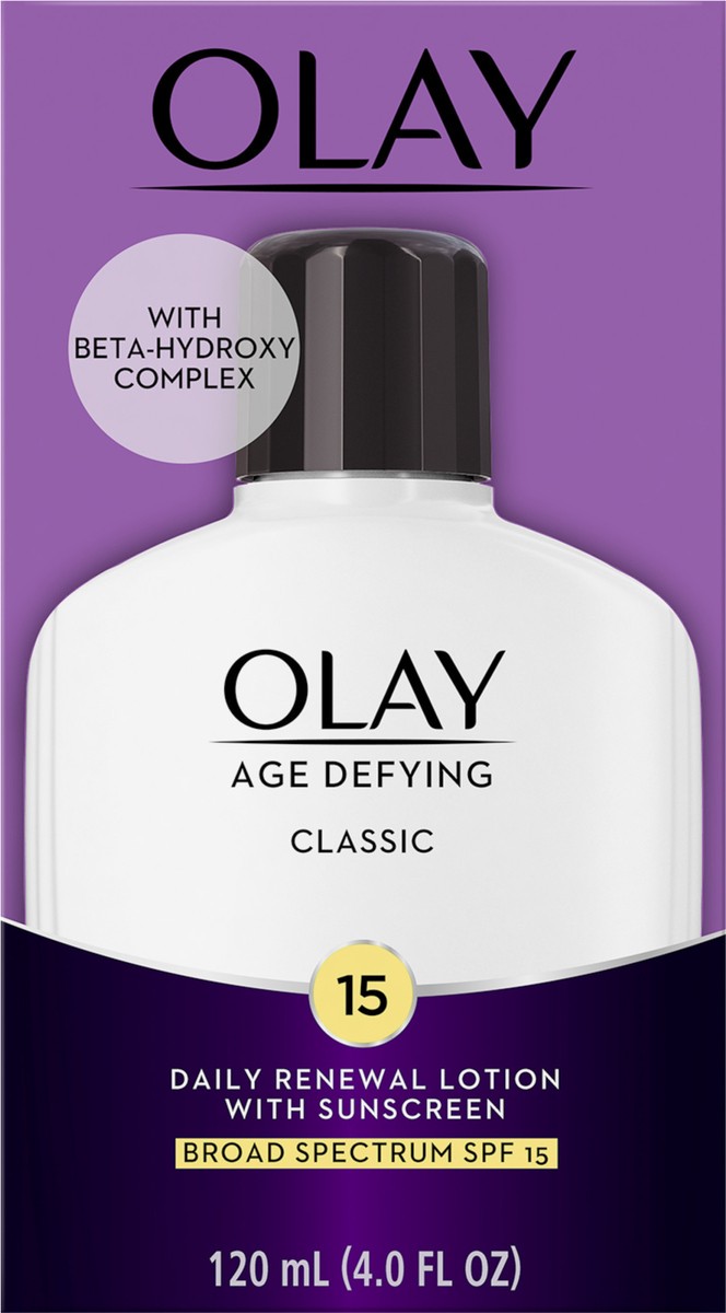 slide 2 of 3, Olay Age Defying Classic Daily Renewal Lotion with SPF 15, 4.0 fl oz, 4 fl oz