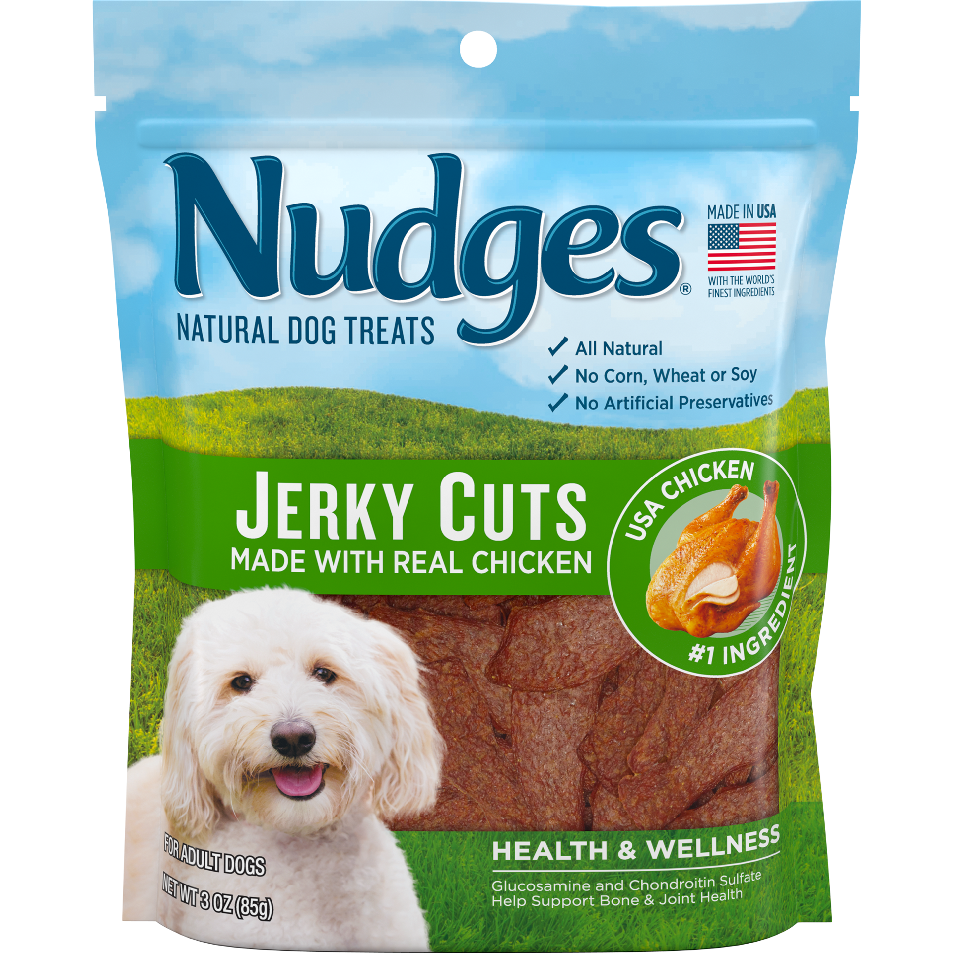 slide 1 of 4, NUDGES Jerky Cuts Made with Real Chicken Tender Treats, 3 oz