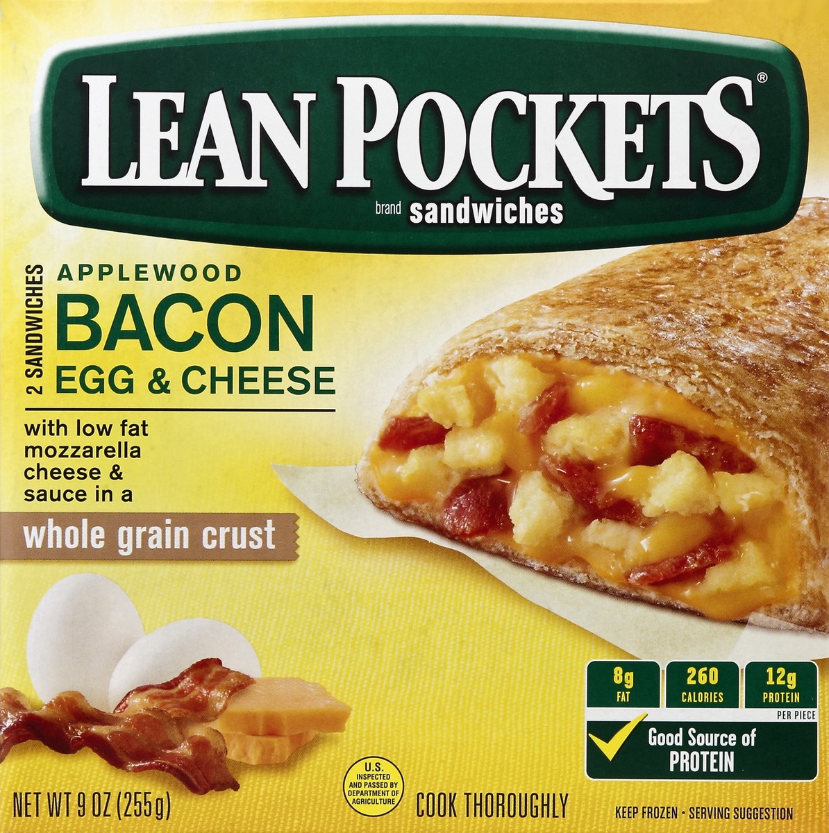 slide 4 of 4, Lean Pockets Applewood Bacon, Egg & Cheese Sandwiches, 9 oz