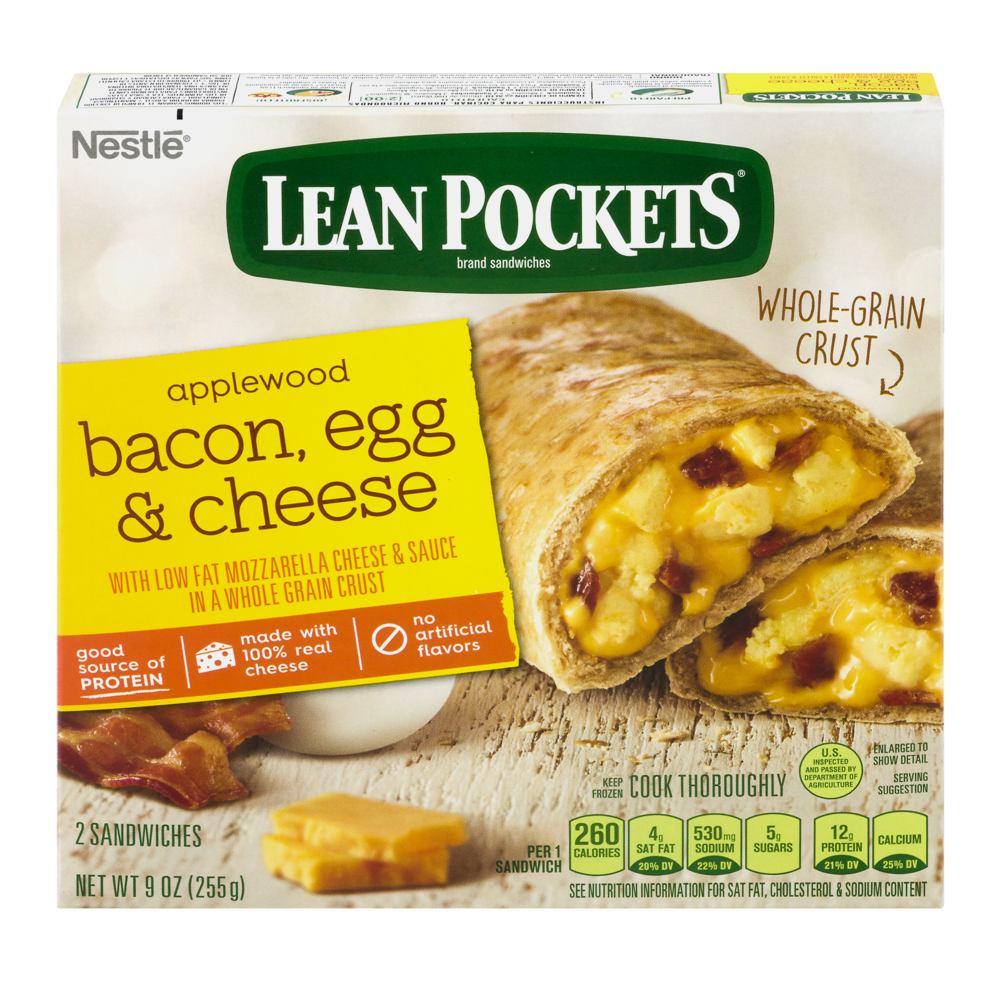 slide 1 of 4, Lean Pockets Applewood Bacon, Egg & Cheese Sandwiches, 9 oz