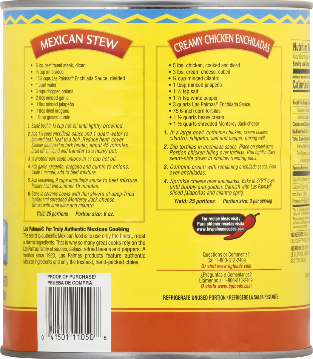 slide 7 of 13, Las Palmas Original Style Enchilada Sauce 102 oz, 102 oz