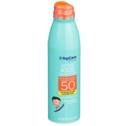 TopCare Active Kids Water Resistant Uva/uvb Broad Spectrum Spf 50 Sunscreen Continuous Spray