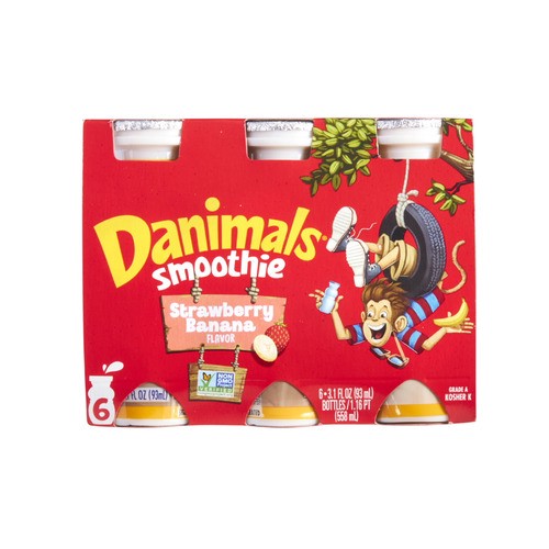 slide 1 of 1, Danimals® smoothie strawberry banana, 6 ct; 3.1 fl oz