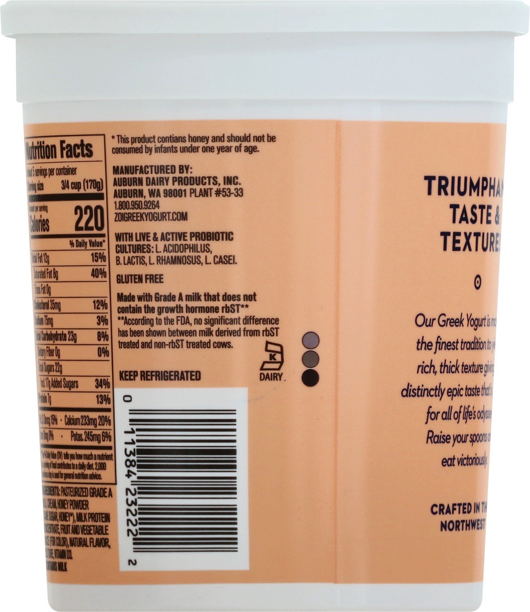 slide 9 of 9, Zoi Honey Strawberry Greek Yogurt,