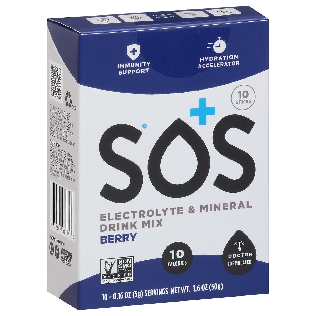 slide 2 of 9, S.O.S. Berry Electrolyte & Mineral Drink Mix 10 - 0.16 oz ea, 10 ct