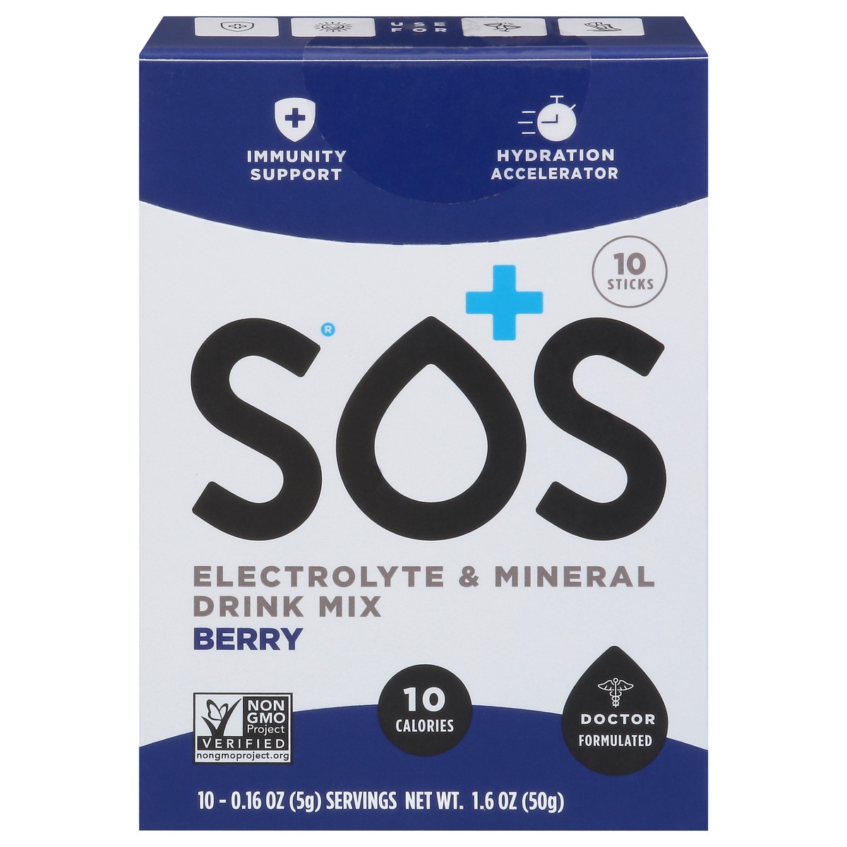 slide 1 of 9, S.O.S. Berry Electrolyte & Mineral Drink Mix 10 - 0.16 oz ea, 10 ct