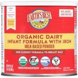 Earth's Best Organic Organic Dairy Infant Formula with Iron 21 oz. Canister