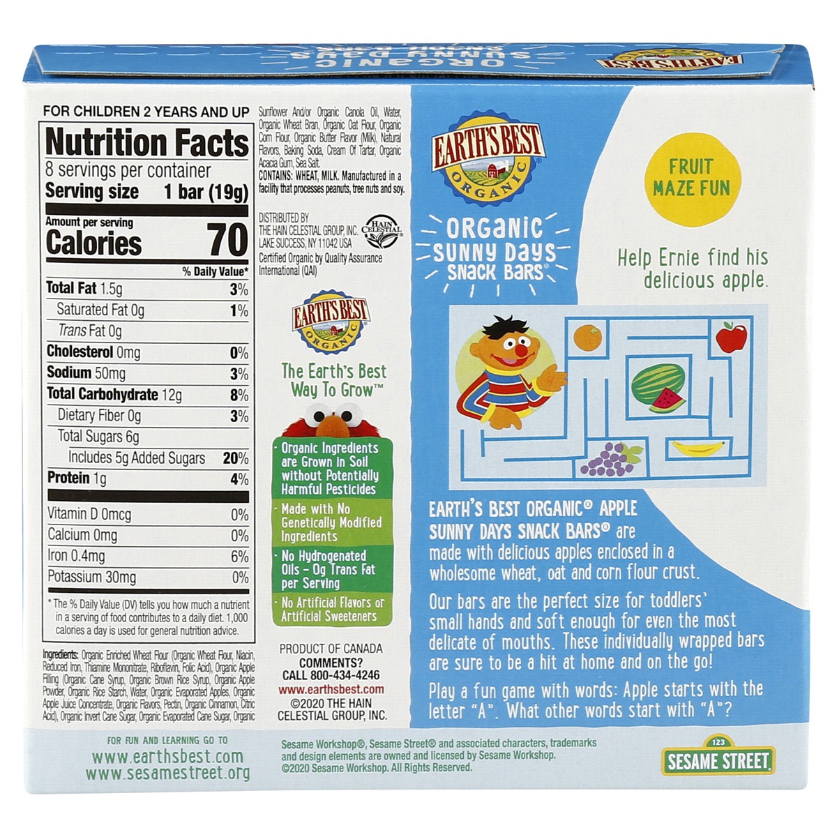 slide 2 of 2, Earth's Best Organic Sunny Days Apple Snack Bars, 7 ct