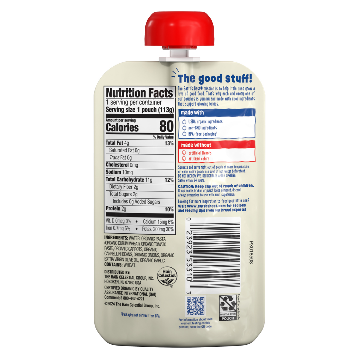 slide 2 of 2, Earth's Best Organic 7 Ages m+ Pasta Marinara with Veggies Pasta + Veggie Puree 4 oz, 4 oz