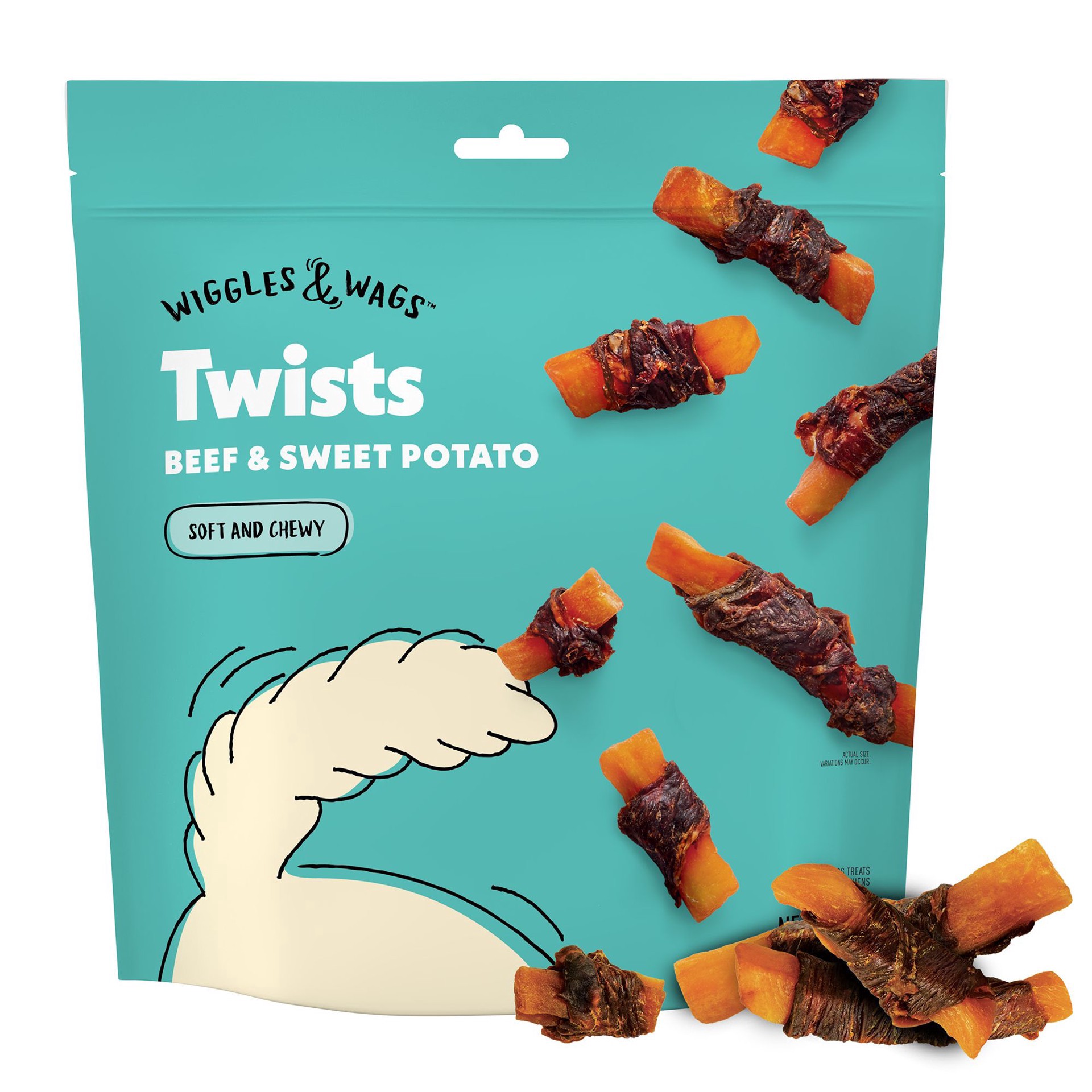 slide 1 of 1, Wiggles & Wags Beef & Sweet Potato Twists Dog Treats 16 OZ, 16 oz