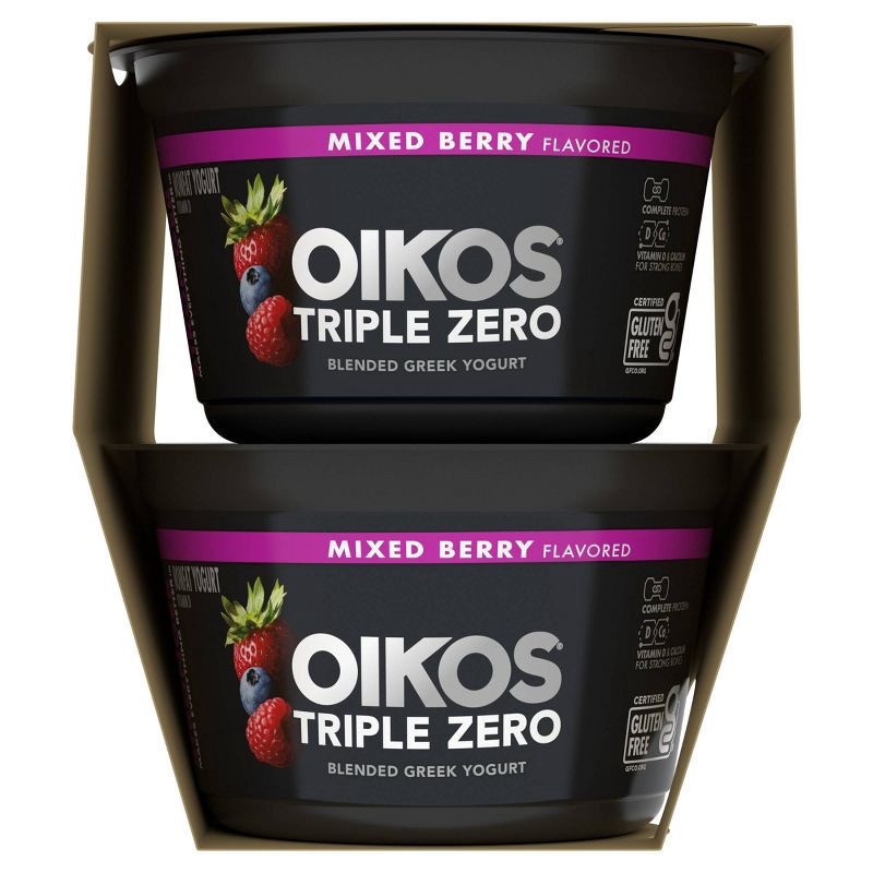 slide 12 of 17, Oikos Triple Zero Mixed Berry Greek Yogurt - 4ct/5.3oz Cups, 4 ct; 5.3 oz