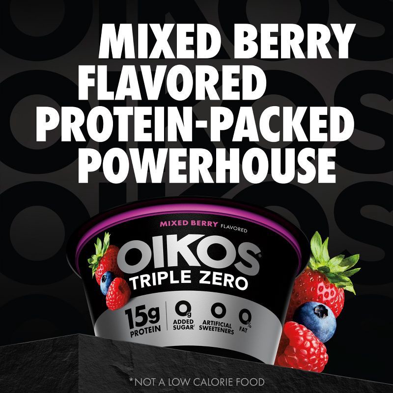 slide 15 of 17, Oikos Triple Zero Mixed Berry Greek Yogurt - 4ct/5.3oz Cups, 4 ct; 5.3 oz