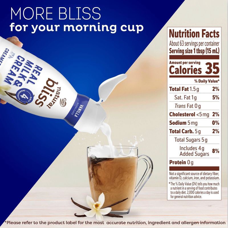 slide 5 of 8, Coffee mate Natural Bliss Vanilla Creamer - 32 fl oz (1qt), 32 fl oz, 1 qt