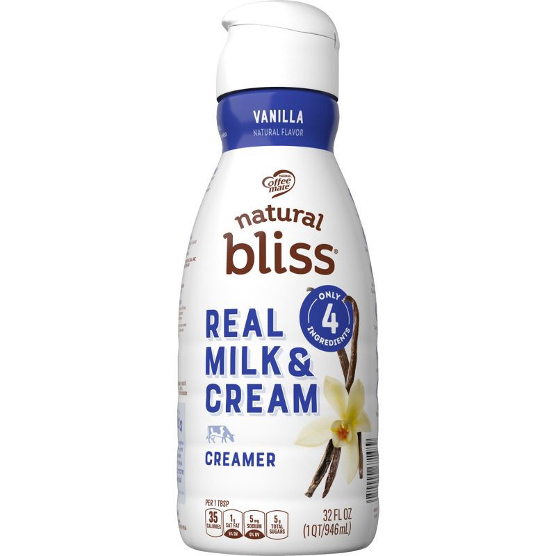 slide 7 of 8, Coffee mate Natural Bliss Vanilla Creamer - 32 fl oz (1qt), 32 fl oz, 1 qt