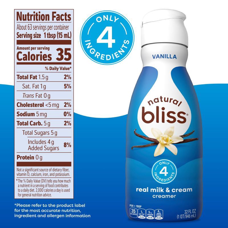 slide 8 of 9, Natural Bliss Vanilla Creamer - 32 fl oz, 32 fl oz